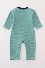 Premium green stripe hunting applique boy romper