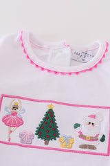 Premium white christmas tree embroidery girl bubble