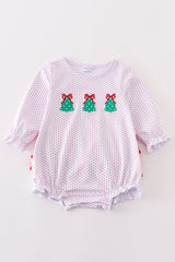 Premium red dot christmas tree embroidery girl bubble