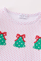 Premium red dot christmas tree embroidery girl set