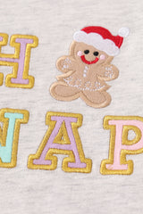 Premium grey gingerbread applique oh snap boy set