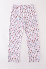 Premium pink christmas santa claus print women pajama pants