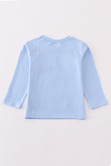 Premium Blue duck applique boy top