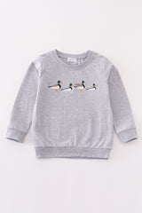 Premium Grey duck embroidery sweatshirt