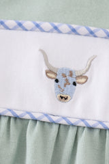 Premium Green cow applique boy romper