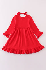 Premium red valentine heart applique dress