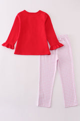 Premium red valentine heart applique girl set