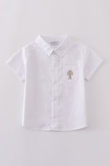 Premium cross embroidery button down shirt