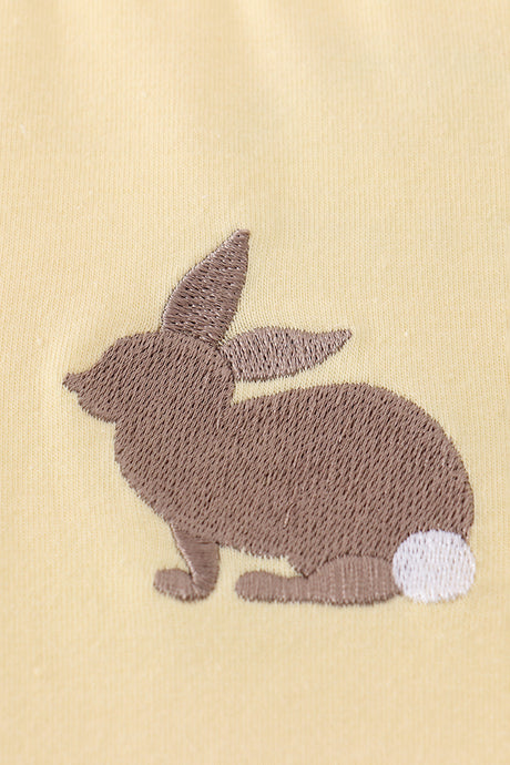 Premium Mustard bunny egg embroidery top