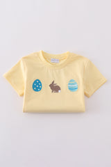 Premium Mustard bunny egg embroidery top