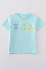 Premium mint bunny embroidery top