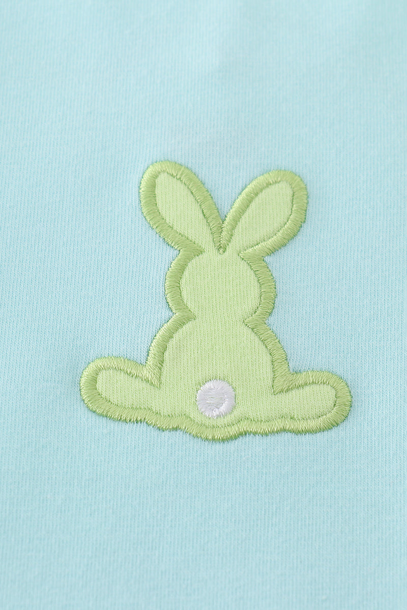 Premium mint bunny embroidery top