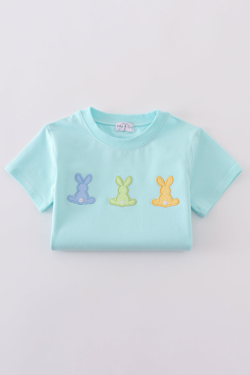 Premium mint bunny embroidery top