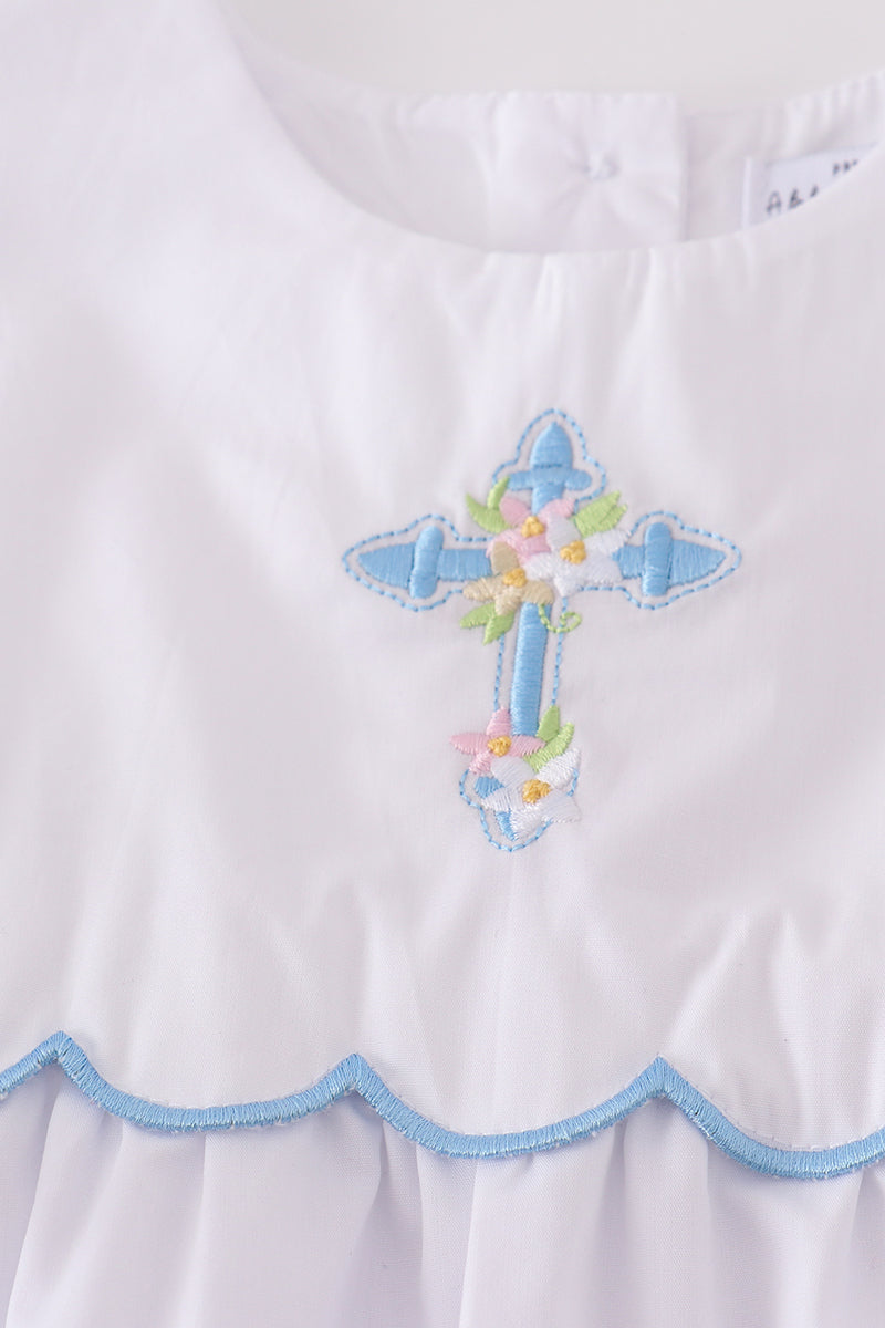 Premium bow cross embroidery dress