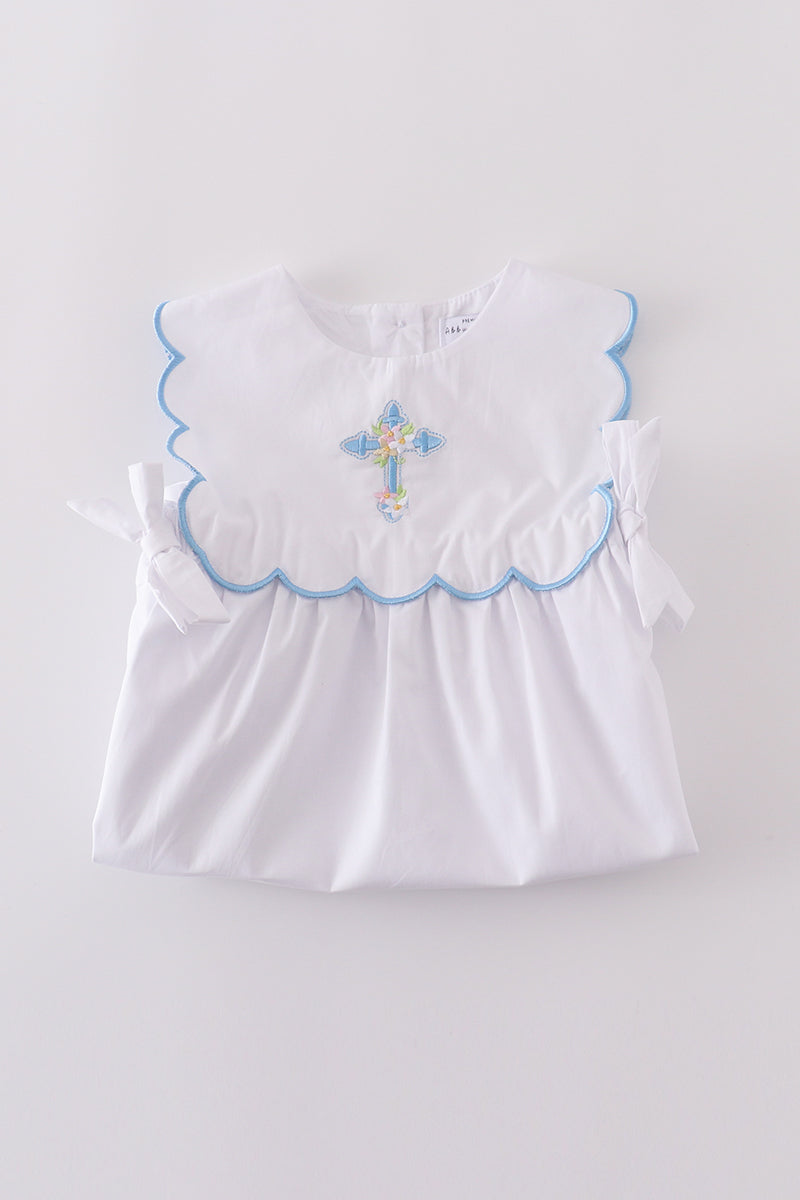 Premium bow cross embroidery dress