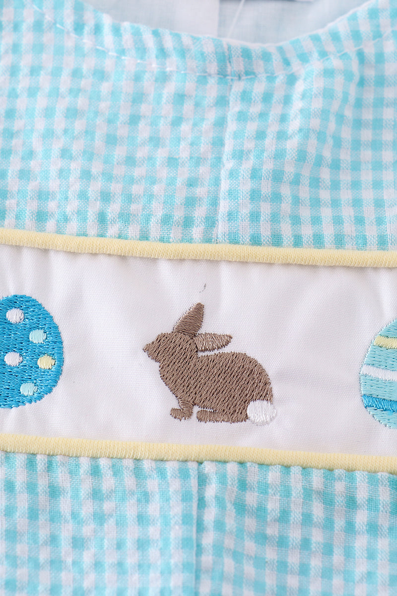 Premium mint bunny egg embroidery gingham jonjon