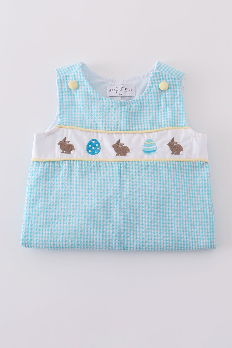 Premium mint bunny egg embroidery gingham jonjon