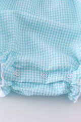 Premium mint bunny egg embroidery gingham bubble