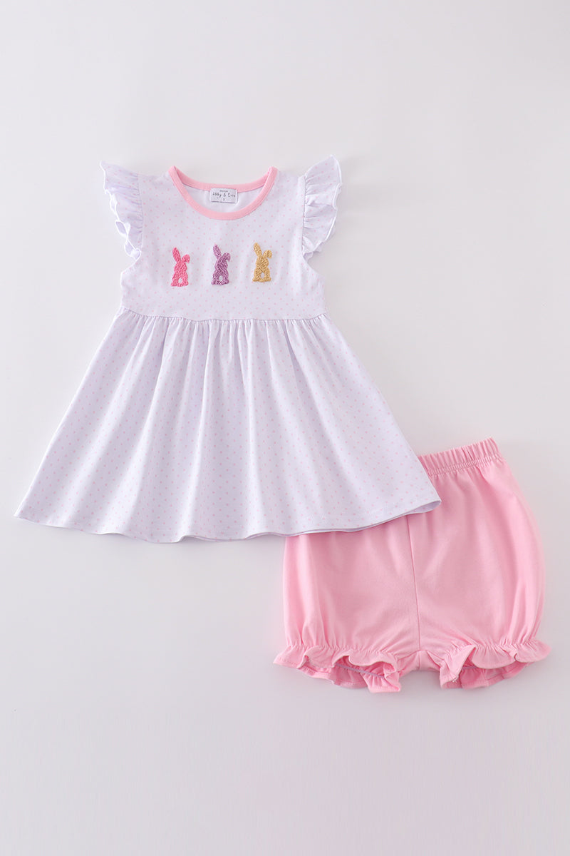 Premium Pink bunny bow set