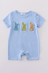 Premium Blue bunny embroidery romper