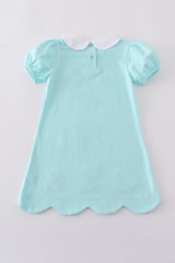 Premium Mint bunny embroidery dress