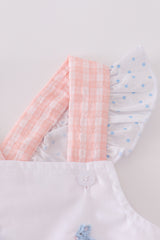 Premium Pink bunny embroidery gingham dress