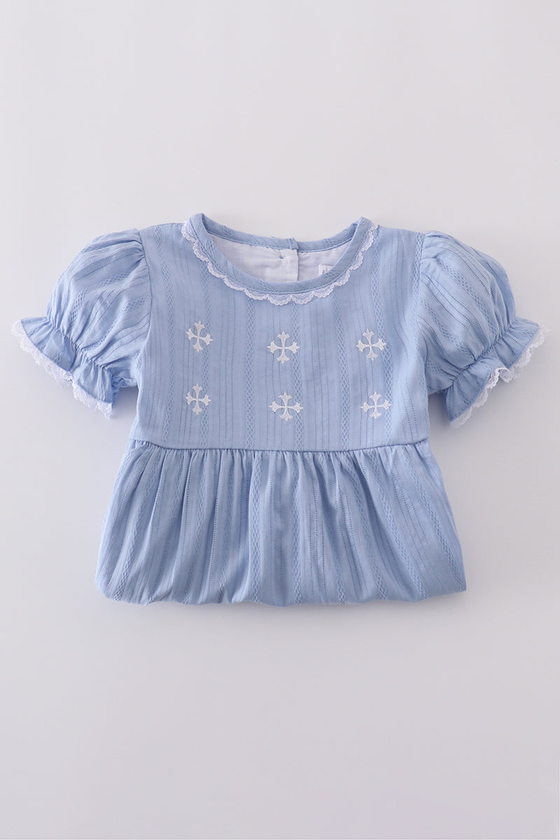 Premium Blue cross embroidery dress