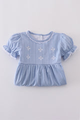 Premium Blue cross embroidery dress