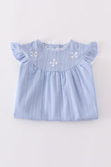 Premium blue cross embroidery dress