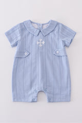 Premium Blue cross embroidery romper