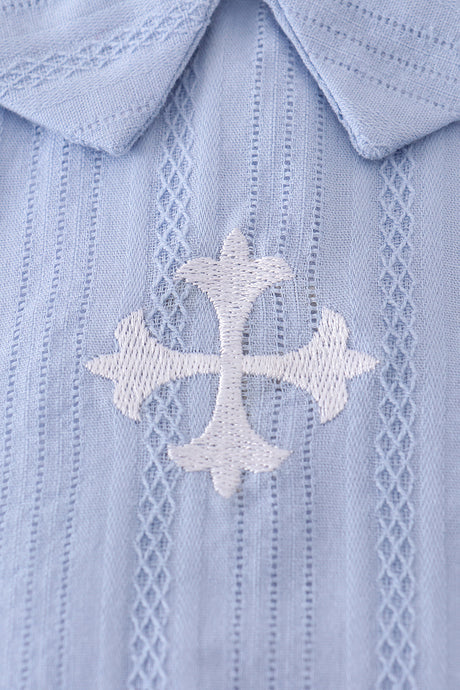 Premium Blue cross embroidery romper