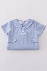 Premium Blue cross embroidery romper