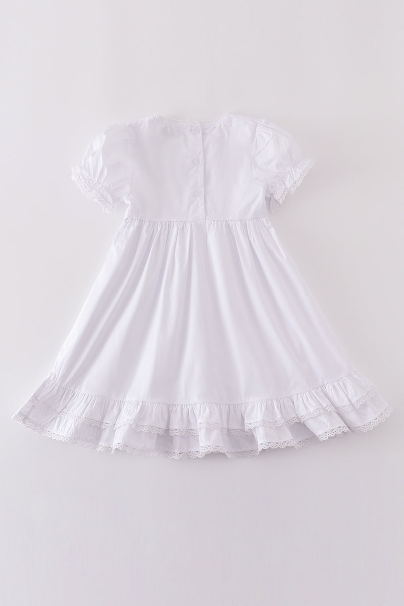 Premium cross embroidery ruffle dress