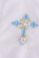 Premium cross embroidery flutter dress