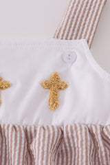 Premium brown cross embroidery bubble