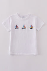 Premium Blue sailboat embroidery top