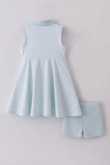Blue active gingham dress set