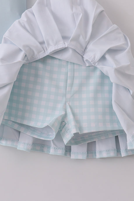 Blue active ruffle skorts set