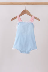 Blue ribbon ruffle bow bubble
