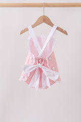 Pink ribbon ruffle bow bubble