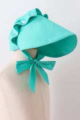 Green ruffle bow bonnet
