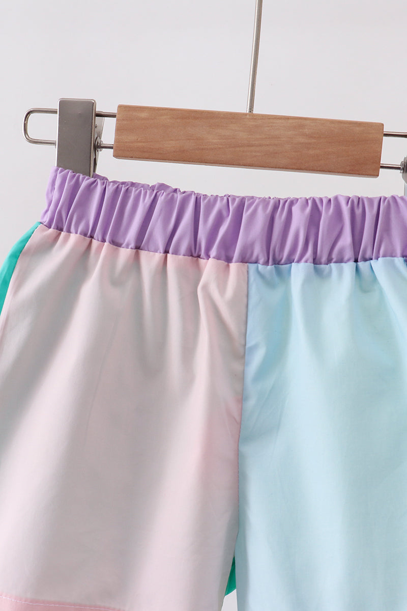 Multicolored colorblock shorts – Honeydew USA