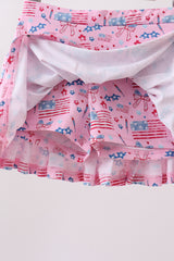 Pink flag star print skorts