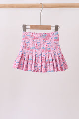 Pink flag star print skorts