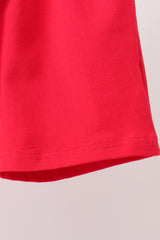 Red apple embroidery shorts set