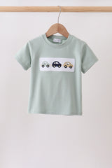 Green vehicle embroidery top
