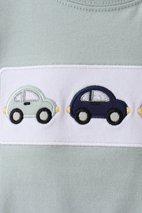 Green vehicle embroidery top
