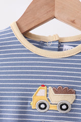 Blue stripe truck embroidery bubble