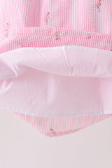 Pink stripe seersucker flamingo dress
