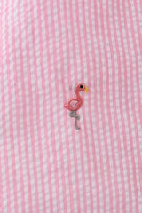 Pink stripe seersucker flamingo dress